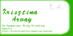 krisztina arvay business card